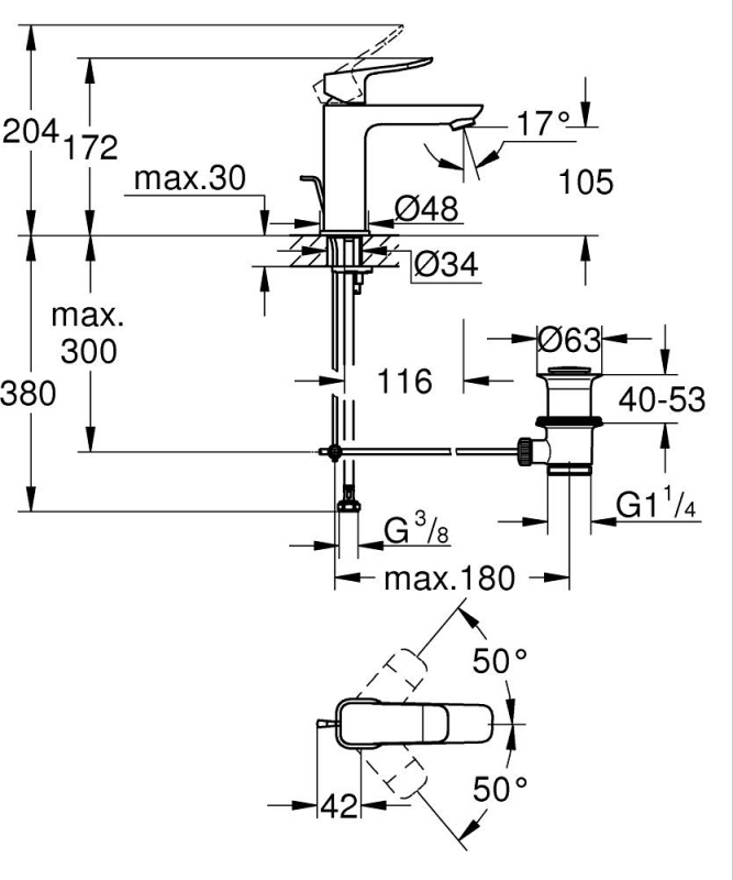 Grohe Dice M egykaros mosdó csaptelep matt fekete 1018322430