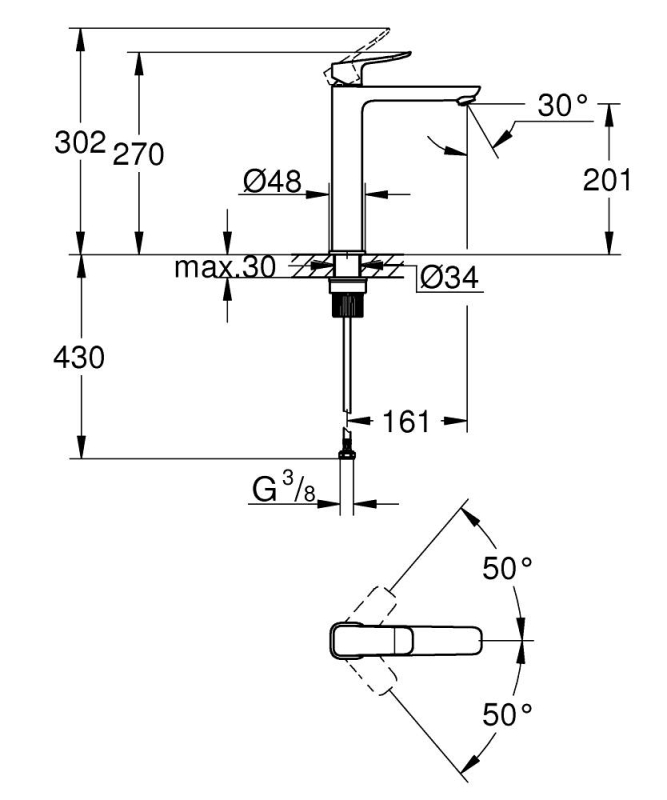 Grohe Dice XL egykaros mosdó csaptelep króm 1018920000