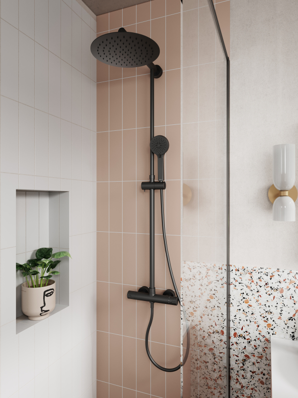 Ferro Trevi Zuhanyszett TRV7UBL termosztátos csapteleppel fekete NP75-TRV7U-BL