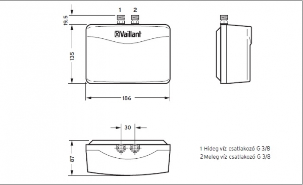 Vaillant miniVED H 3/2 N Elektromos átfolyós vízmelegítő szabadkifolyású