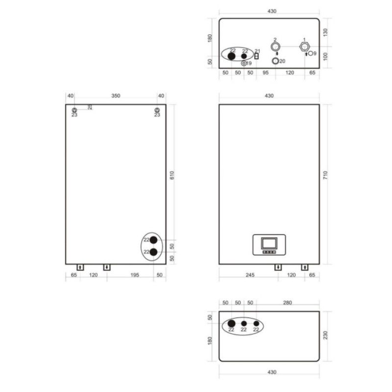 Centrometal El-Cm Compact ePlus 24 kW Vízteres elektromos kazán HMV tároló előkészítéssel