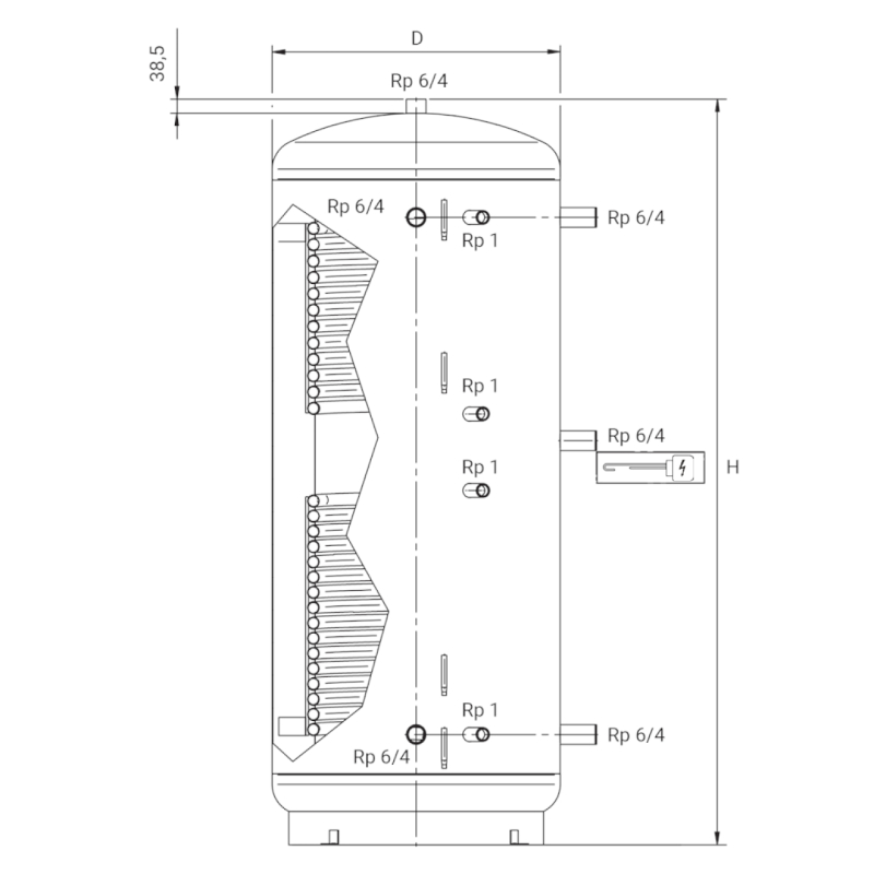 Aquastic (Hajdu Gyártmány) AQ PT6.3 1000 C2 ERP 2 Hőcserélős puffertartály szigeteléssel