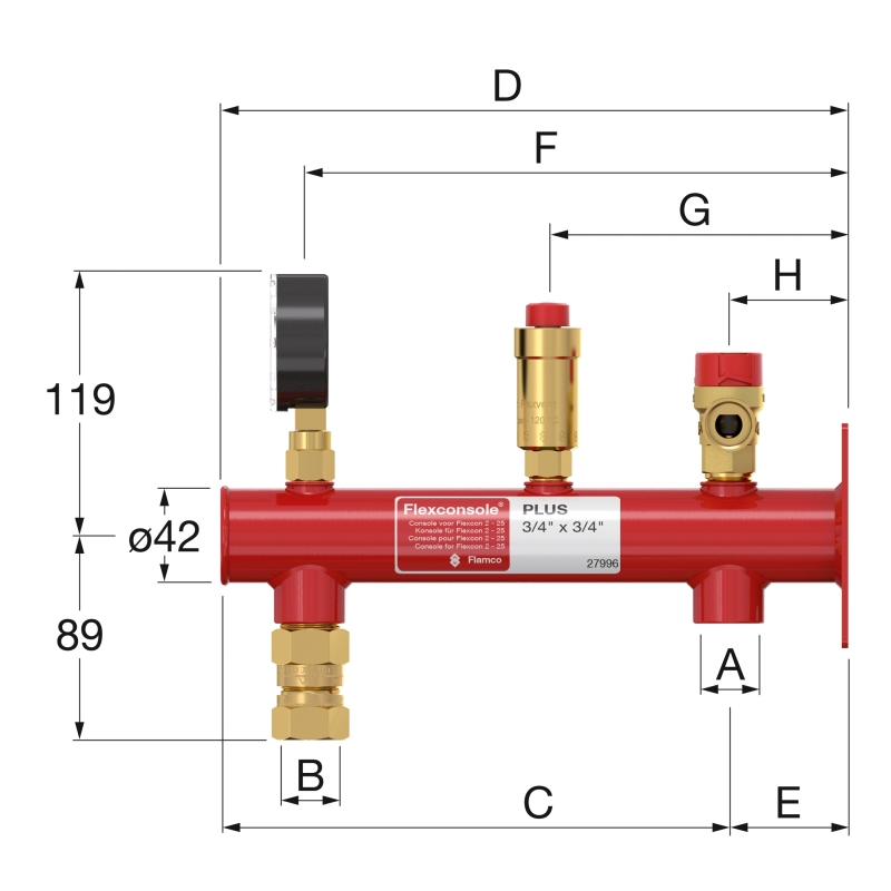 Flamco Flexconsole Plus Tágulási tartály tartókészlet 5 csonkos (27996)