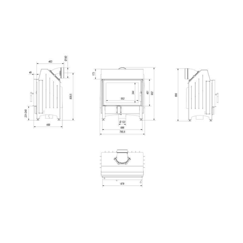 Kratki Zibi PF Lemez kandalló 11 kW síküveggel
