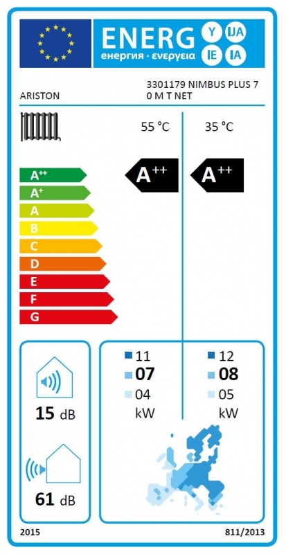 Ariston Nimbus Plus 70 M T Net Monoblokkos inverteres levegő-víz hőszivattyú 7 kW 1 fűtőkörre 3 fázisra Sensys vezérléssel