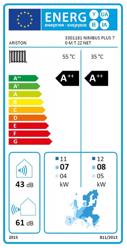 Ariston Nimbus Plus 70 M T 2Z Net Monoblokkos inverteres levegő-víz hőszivattyú 7 kW 2 fűtőkörre 3 fázisra Sensys vezérléssel
