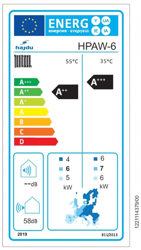 Hajdu HPAW-6 Monoblokkos levegő-víz hőszivattyú 6 kW 1 fázisra