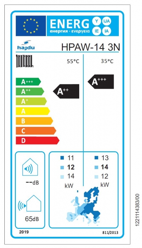 Hajdu HPAW-14 3N Monoblokkos levegő-víz hőszivattyú 14 kW 3 fázisra