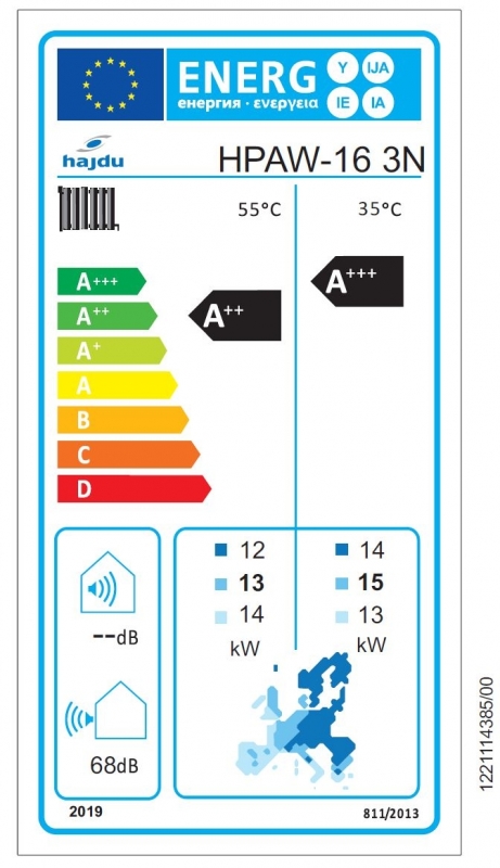 Hajdu HPAW-16 3N Monoblokkos levegő-víz hőszivattyú 16 kW 3 fázisra