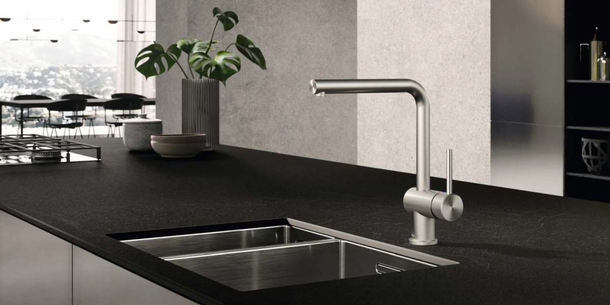 Kludi L STEEL Álló mosogató csaptelep nemesacél csaptesttel és kihúzható kifolyóval 45851F877