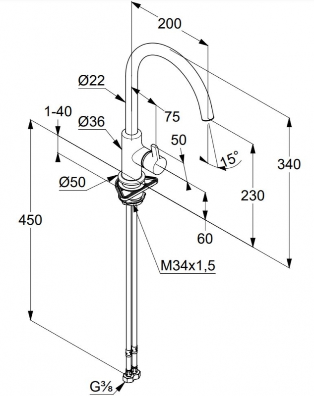 Kludi BINGO STAR XS Álló mosogató csaptelep íves kifolyócsővel 468030578