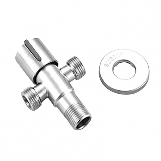 Slovarm kombinált sarokszelep, rozsdamentes acél, 1/2-1/2-3/4, 400226