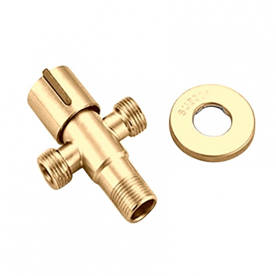 Slovarm kombinált sarokszelep, rozsdamentes acél 1/2-1/2-3/4 arany 400227