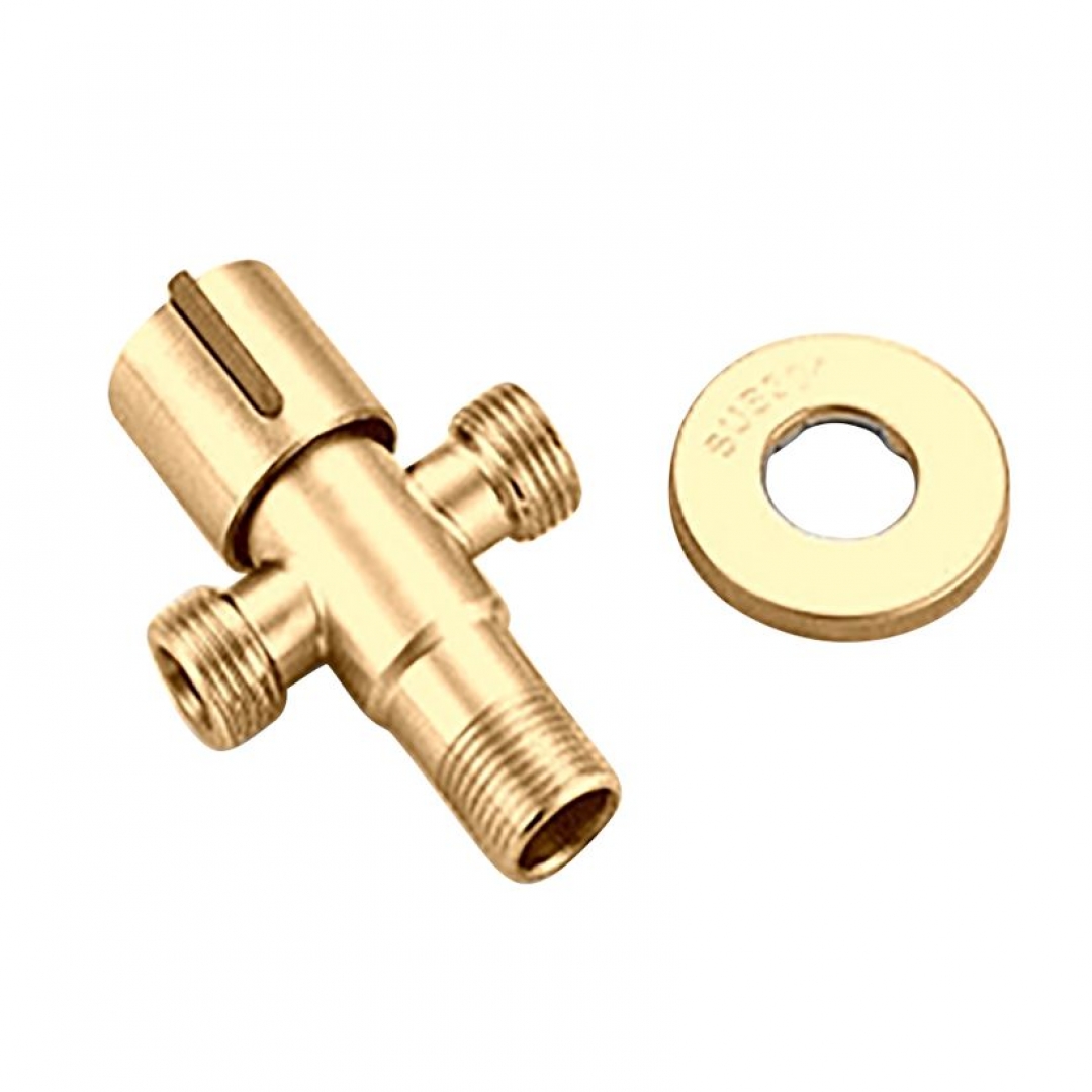 Slovarm kombinált sarokszelep, rozsdamentes acél 1/2-1/2-3/4 arany 400227