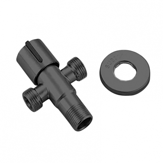 Slovarm kombinált sarokszelep, rozsdamentes acél 1/2-1/2-3/4 fekete 400228