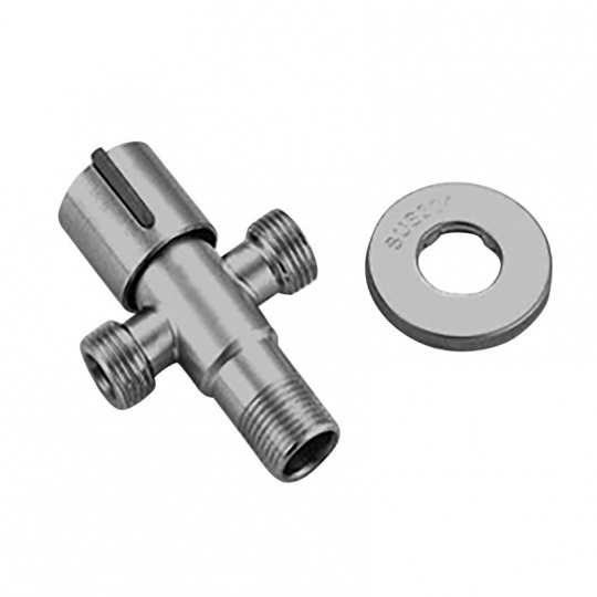 Slovarm kombinált sarokszelep, rozsdamentes acél 1/2-1/2-3/4 szürke 400229