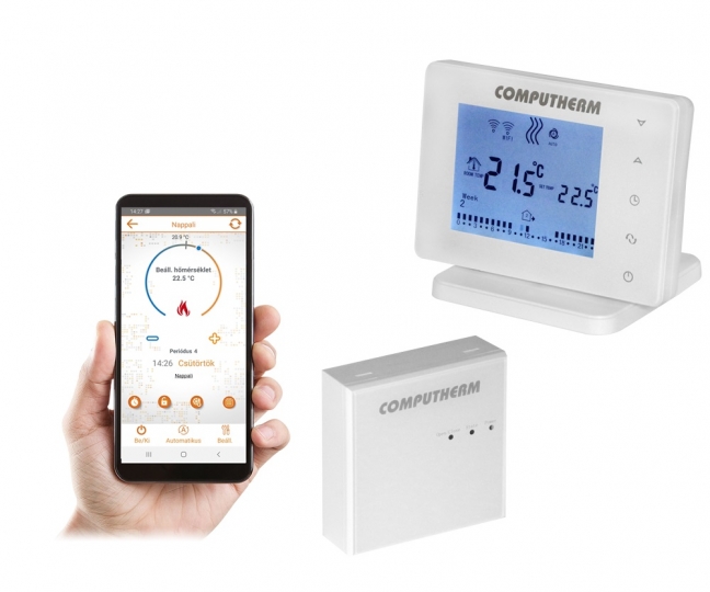 Computherm E400RF Wifi termosztát vezeték nélküli érintőgombos vezérlővel
