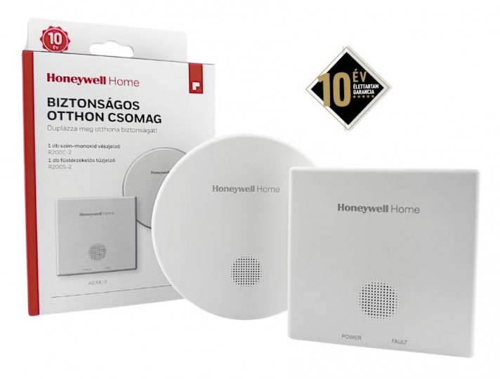 Honeywell Home R200C-2 Szén-monoxid érzékelő és R200S-2 Optikai füstérzékelő - Családi Csomag