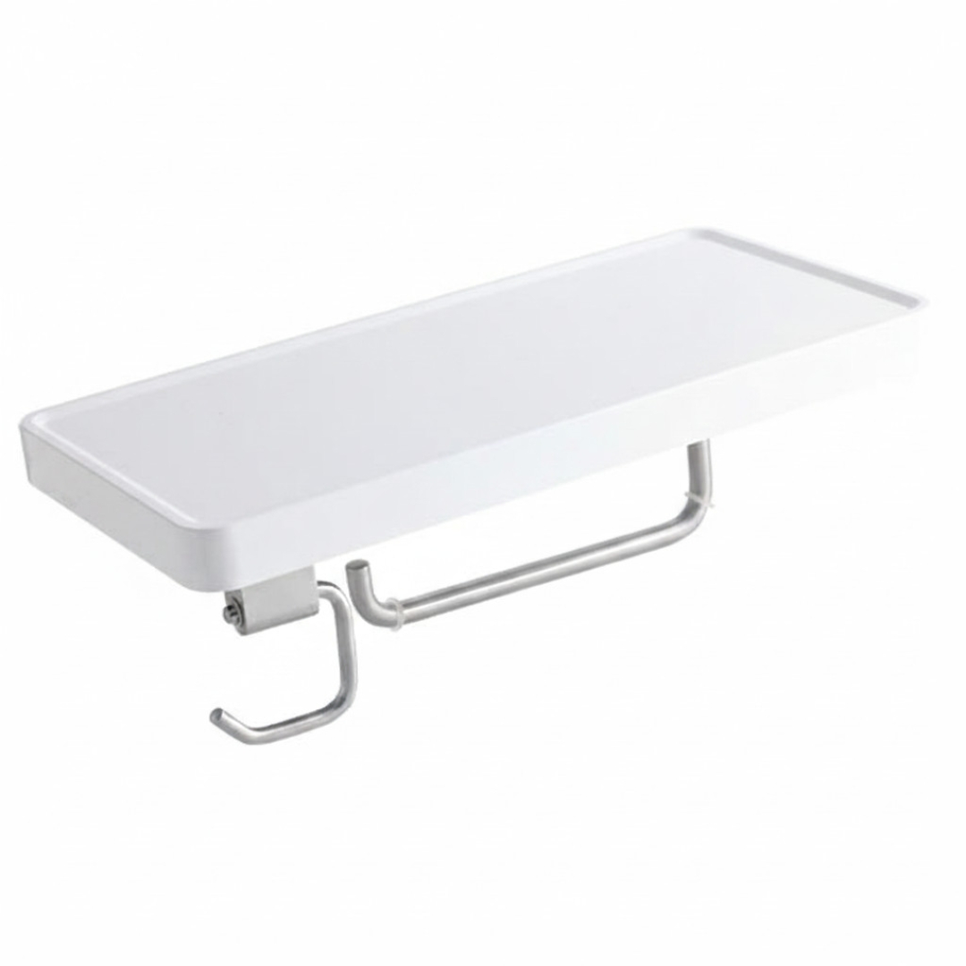 Ferro Emotion Falra szerelhető polc WC-papír tartóval és akasztóval, fehér/króm