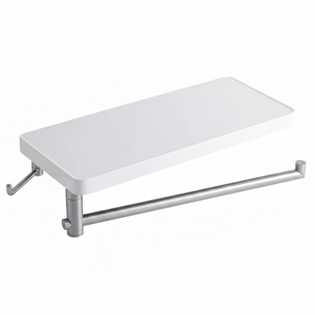 Ferro Emotion Polc forgatható törölközőtartóval és akasztóval, fehér/króm