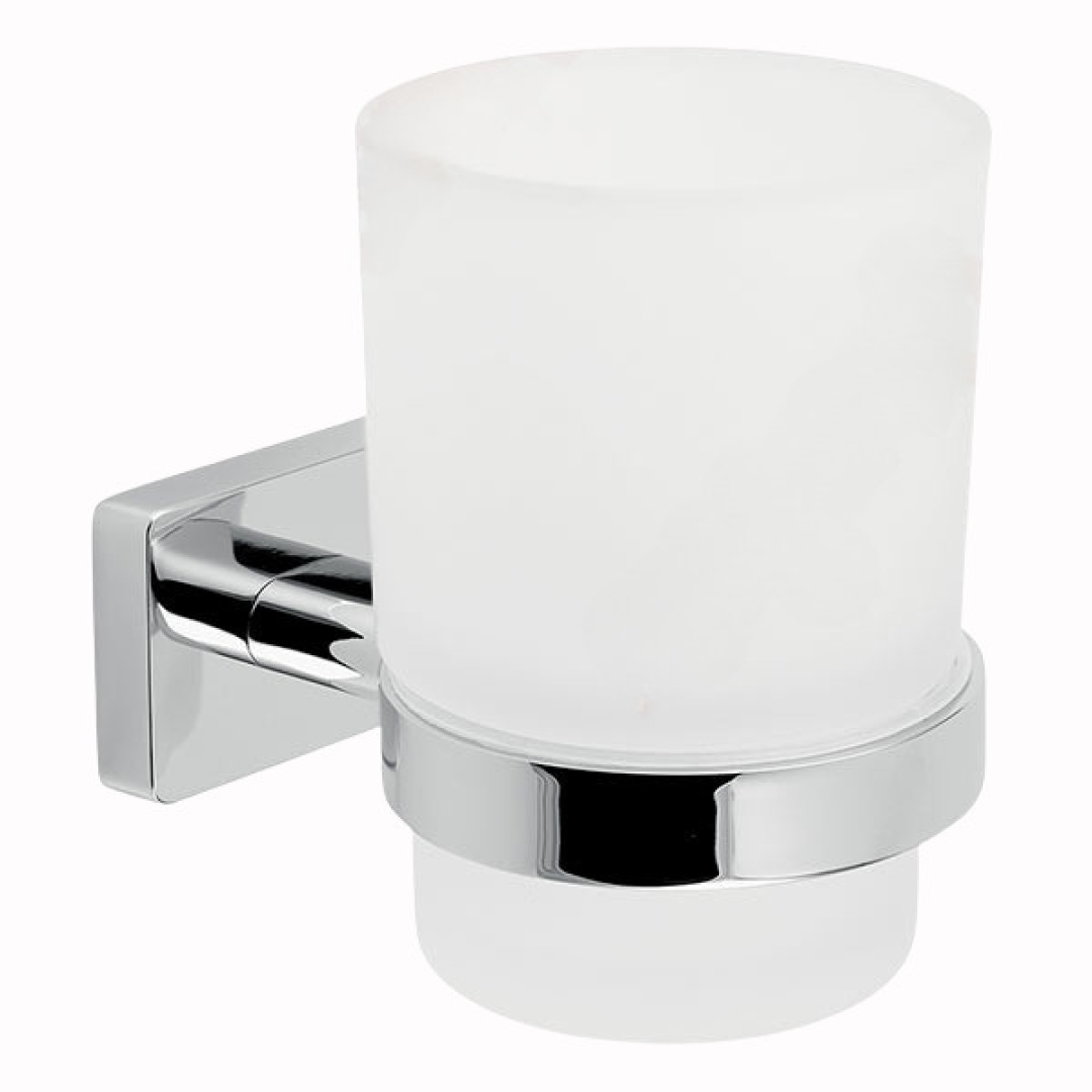 Ferro Greta Üveg fogmosópohár tartóval, króm