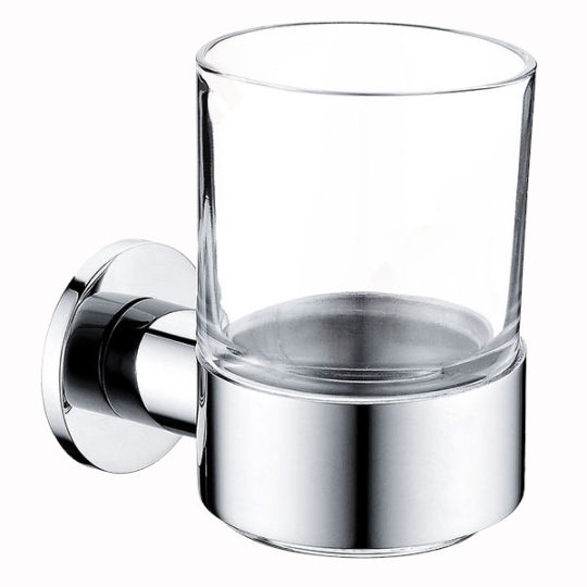 Ferro Smile Fali üveg fogmosópohár tartóval, króm