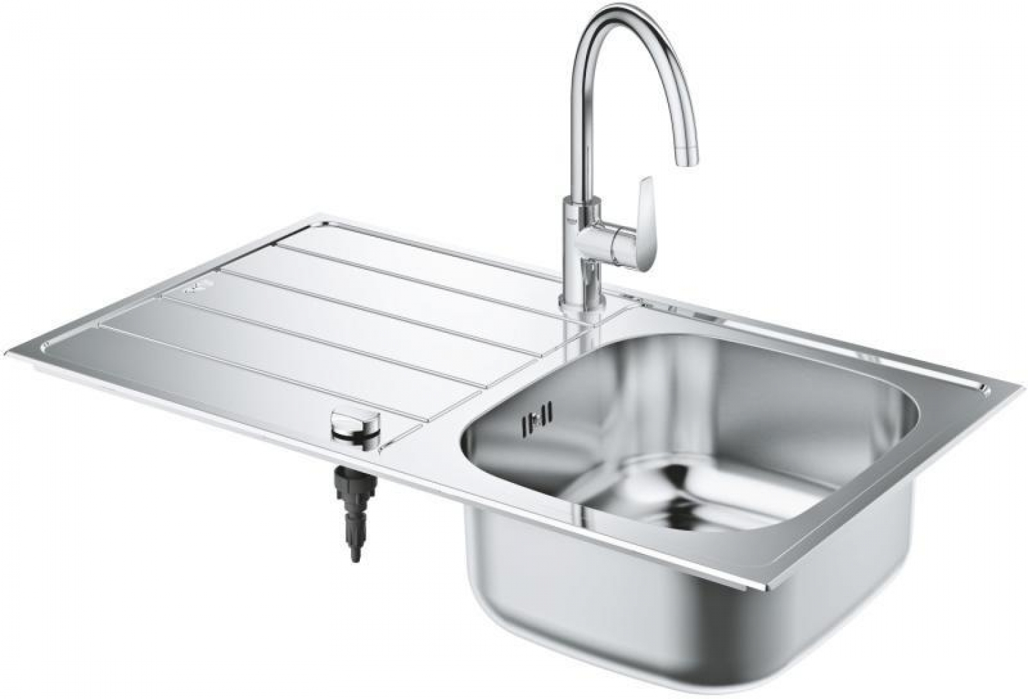 Grohe Bau egymedencés csepegtetős mosogatótálca Bau Edge egykaros álló mosogató csapteleppel 31562SD1