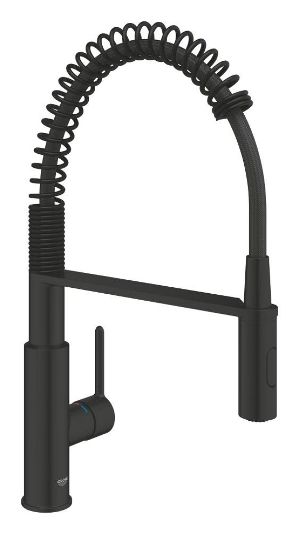 GROHE Get QuickFix Álló mosogatócsaptelep forgatható kifolyóval, kétféle sugarú zuhanyfejjel, matt fekete 303612430