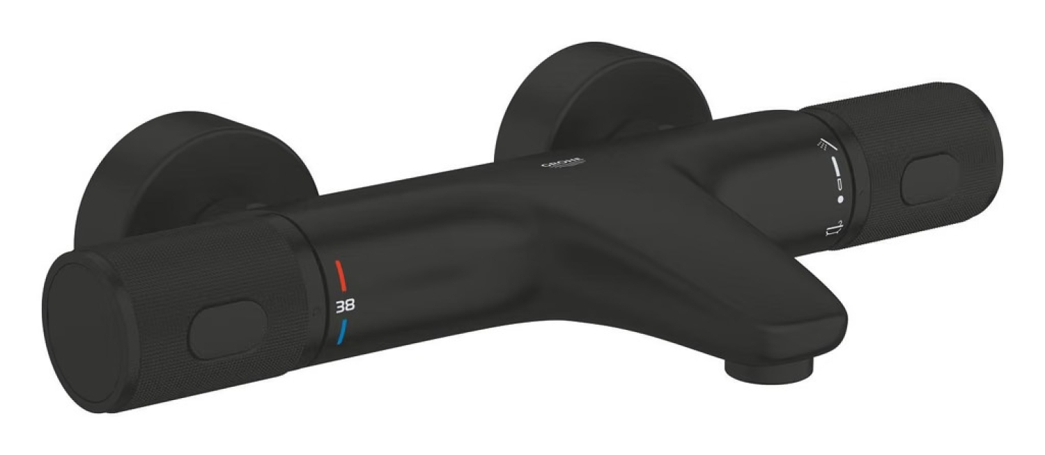 GROHE Precision Feel CoolTouch Fali termosztátos kádtöltő csaptelep, víztakarékos, matt fekete 347882430