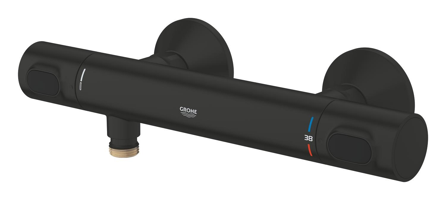 GROHE Precision Flow Fali termosztátos zuhanycsaptelep, víztakarékos, matt fekete 348402430