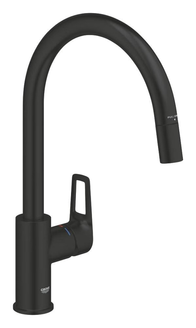 GROHE Start Loop QuickFix Álló mosogatócsaptelep kihúzható magas C-alakú kifolyóval, matt fekete 305562430