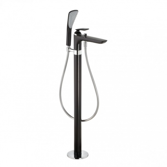 Kludi Balance Álló kádtöltő- és zuhanycsaptelep 820 mm magas mattfekete/króm Fizz 1S kézizuhannyal Suparaflex silver/white gégecsővel 525908775