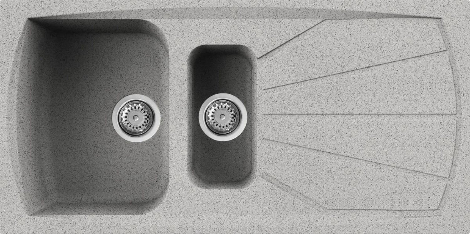 Elleci Living 475 G55 Gránit Mosogatótálca gyümölcsmosó medencével és csepegtetővel grigio pietra LGL47555