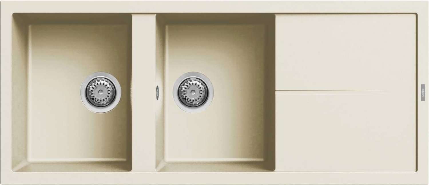 Elleci Unico 500 G62 Gránit Mosogatótálca dupla medencés csepegtetővel bianco antico LGU50062