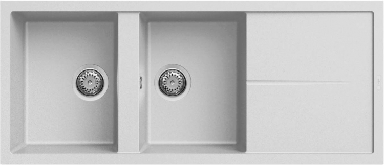 Elleci Unico 500 G68 Gránit Mosogatótálca dupla medencés csepegtetővel bianco LGU50068