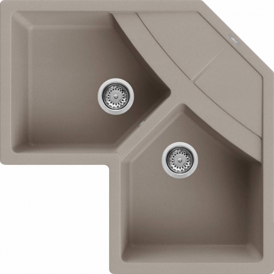 Elleci Unico Corner G43 Gránit Sarok Mosogatótálca dupla medencés tortora LGUCOR43