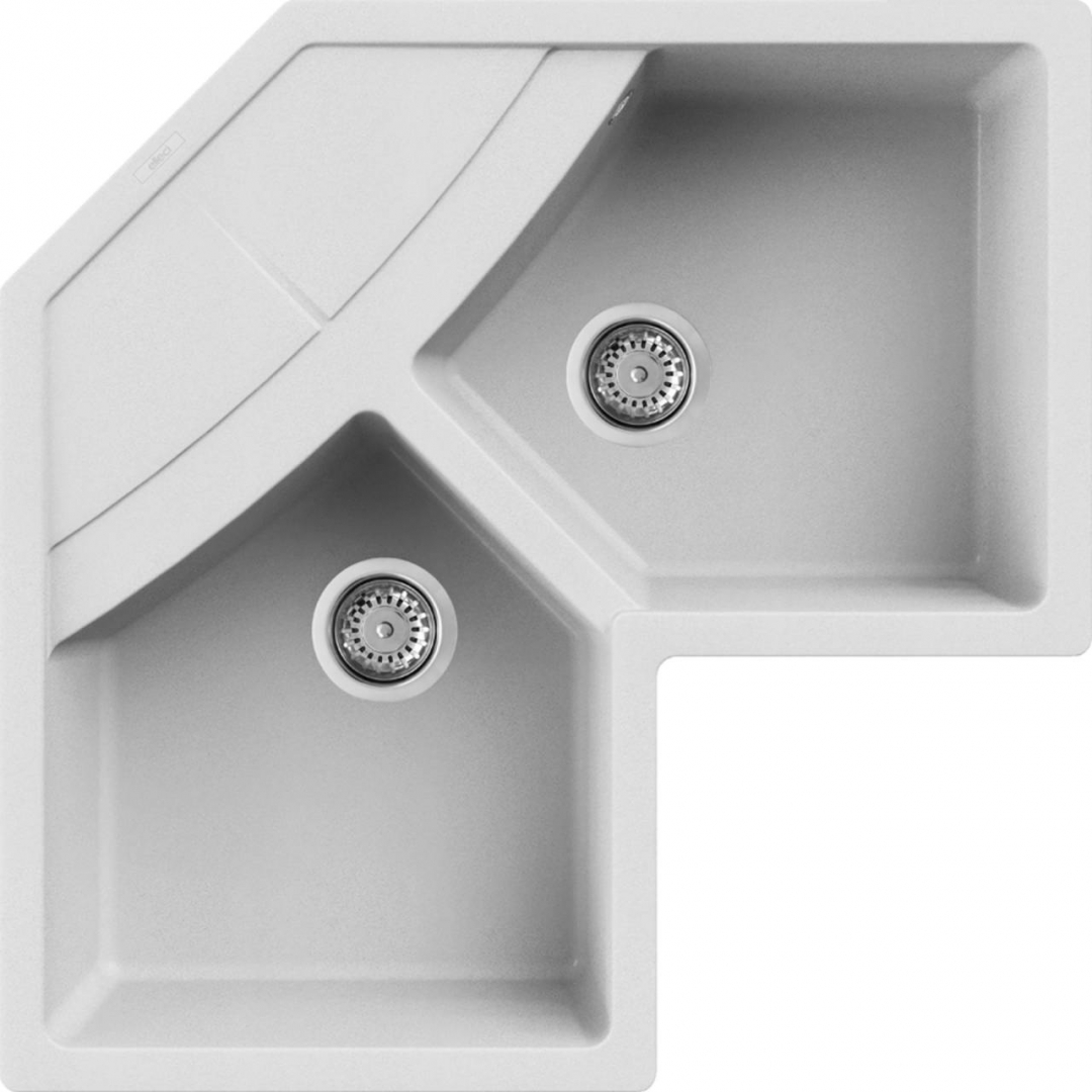 Elleci Unico Corner G68 Gránit Sarok Mosogatótálca dupla medencés granitek bianco LGUCOR68
