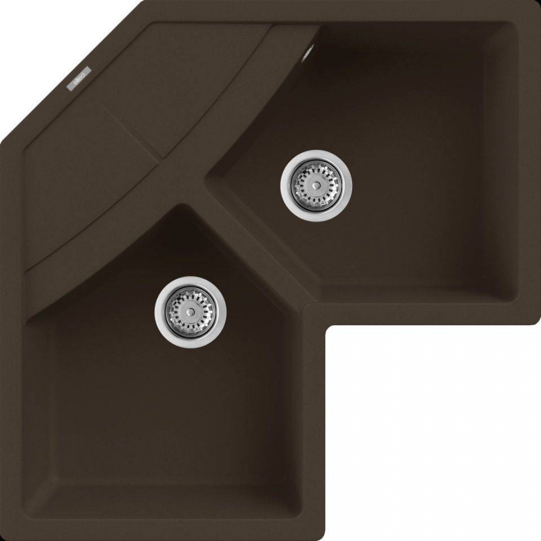 Elleci Unico Corner G78 Gránit Sarok Mosogatótálca dupla medencés espresso LGUCOR78