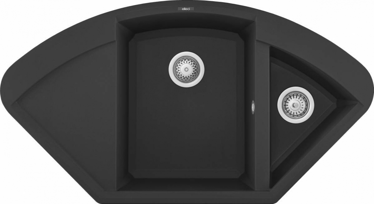 Elleci Easy Corner G40 Gránit Sarok Mosogatótálca gyümölcsmosó medencével és csepegtetővel nero LGYCOR40