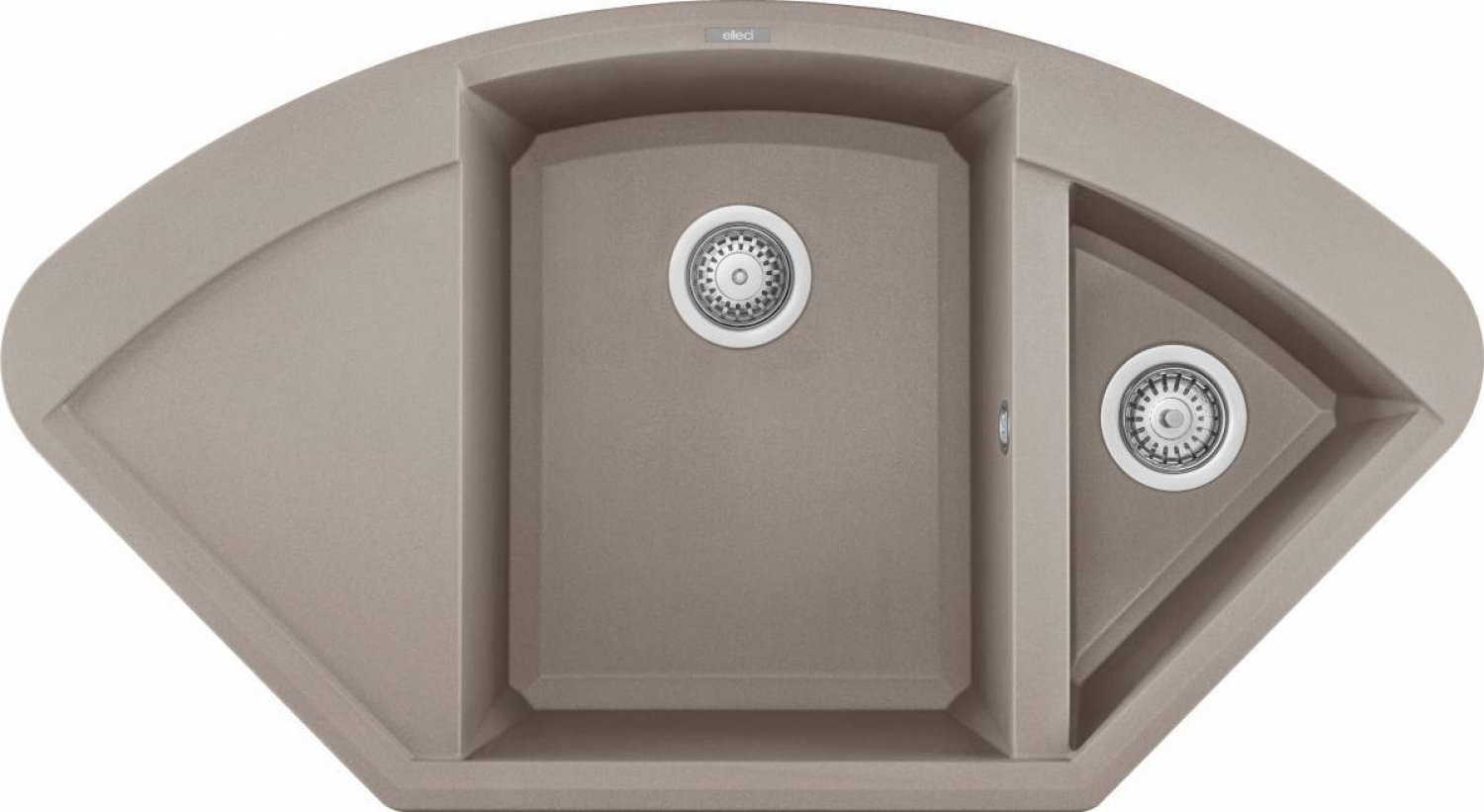 Elleci Easy Corner G43 Gránit Sarok Mosogatótálca gyümölcsmosó medencével és csepegtetővel tortora LGYCOR43