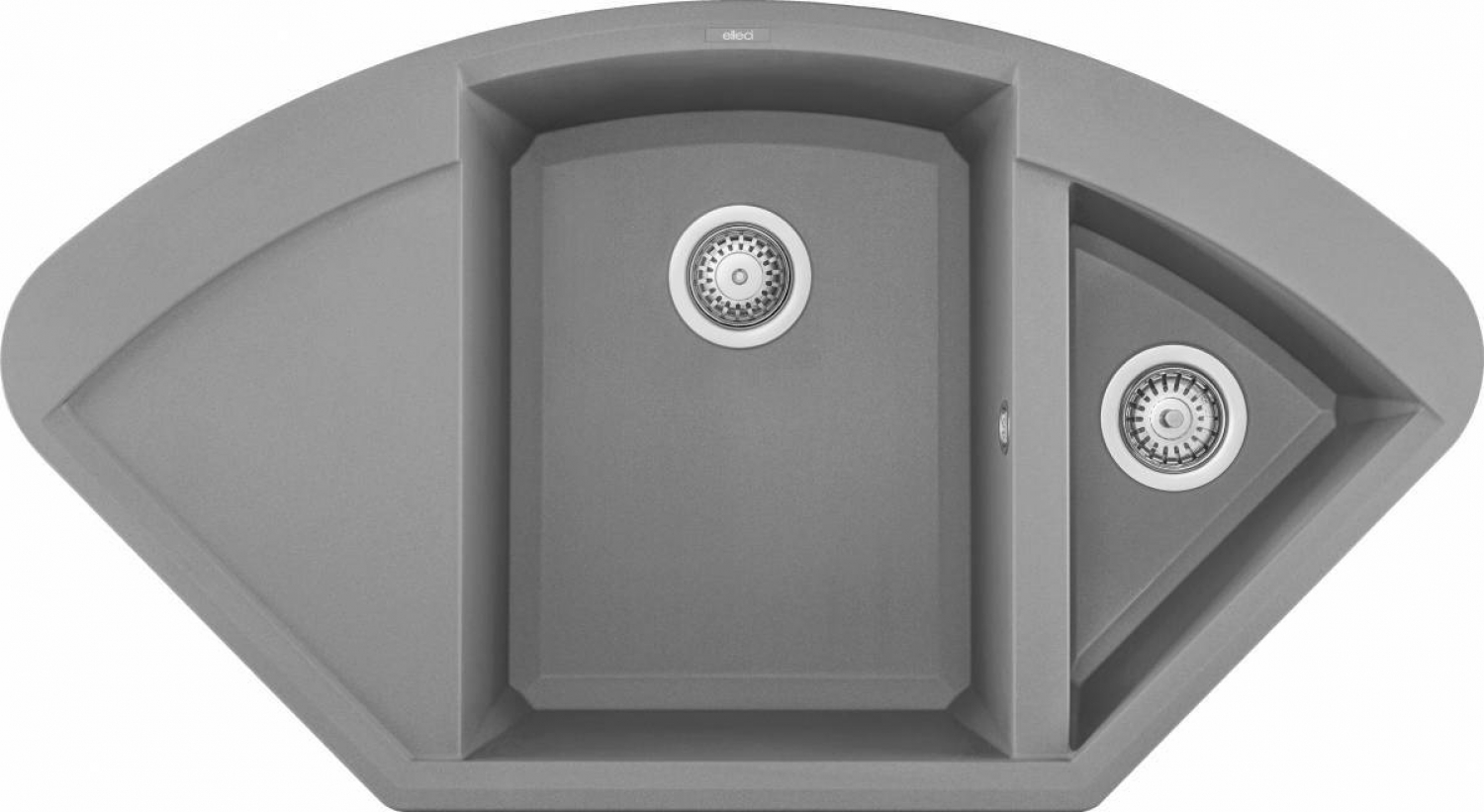 Elleci Easy Corner G48 Gránit Sarok Mosogatótálca gyümölcsmosó medencével és csepegtetővel cemento LGYCOR48