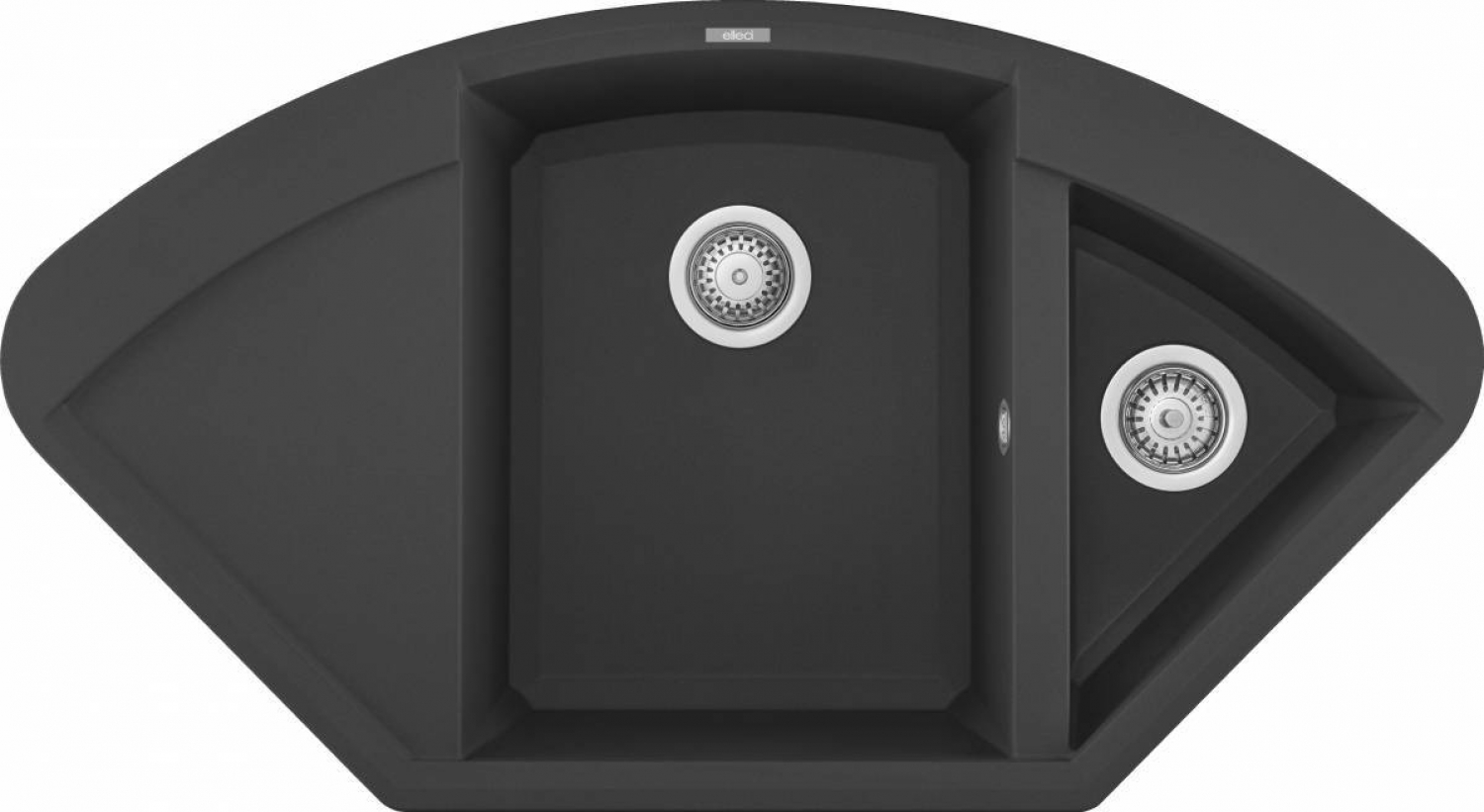 Elleci Easy Corner G59 Gránit Sarok Mosogatótálca gyümölcsmosó medencével és csepegtetővel antracite LGYCOR59