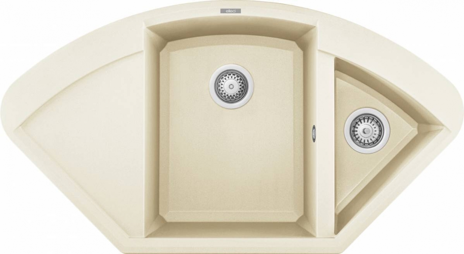 Elleci Easy Corner G62 Gránit Sarok Mosogatótálca gyümölcsmosó medencével és csepegtetővel bianco antico LGYCOR62