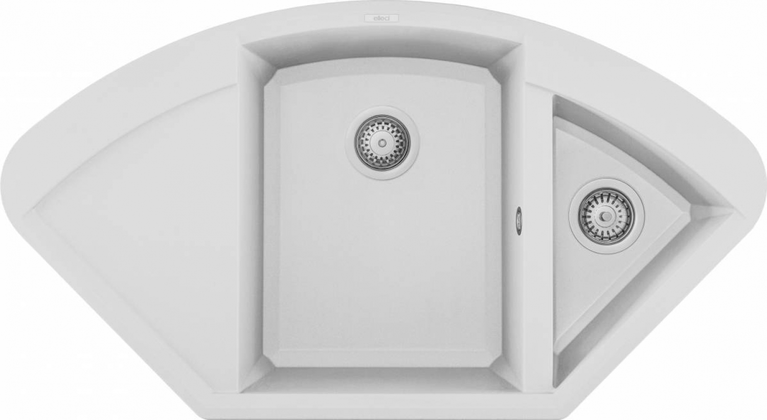 Elleci Easy Corner G68 Gránit Sarok Mosogatótálca gyümölcsmosó medencével és csepegtetővel bianco LGYCOR68
