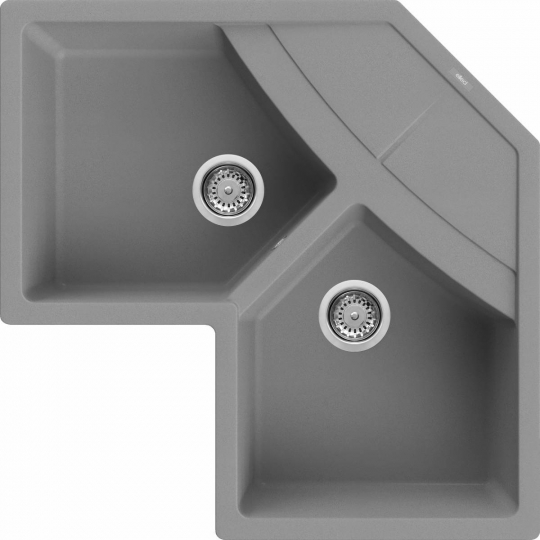 Elleci Unico Corner M73 Gránit Sarok Mosogatótálca dupla medencés titánium LMUCOR73