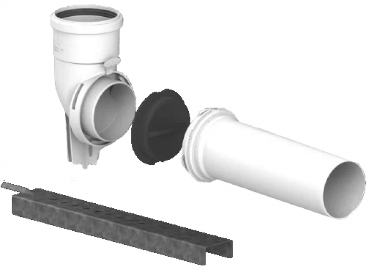 Tricox PRBK20 80mm rövidített bekötő könyök tartósínnel PPS