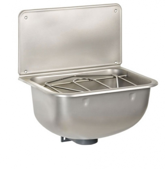 Rami Rozs-4331 Rozsdamentes falikút/kiöntő 465x450x300mm, ráccsal, szifon és leeresztő nélkül