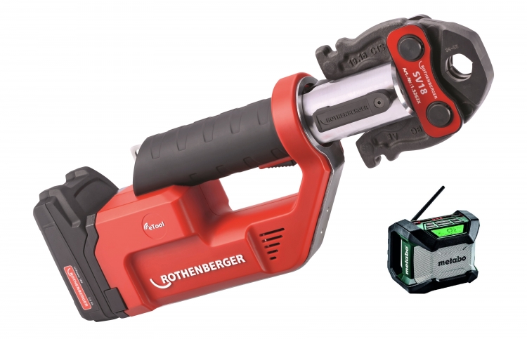 Rothenberger ROMAX® Compact Twin Turbo elektrohidralikus présgép + ajándék Metabo FM rádió hálózati kábellel