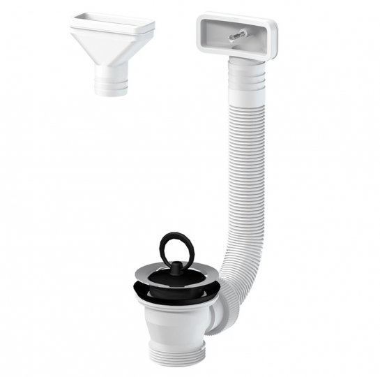 Slovarm Leeresztőszelep, Ø70 mm-es rozsdamentes acél lefolyószűrővel, flexibilis túlfolyóval 620652