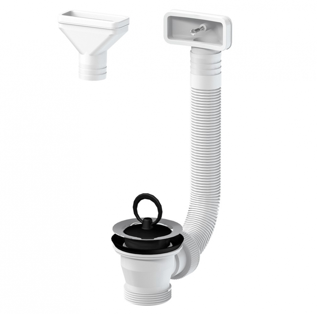 Slovarm Leeresztőszelep, Ø70 mm-es rozsdamentes acél lefolyószűrővel, flexibilis túlfolyóval 620652